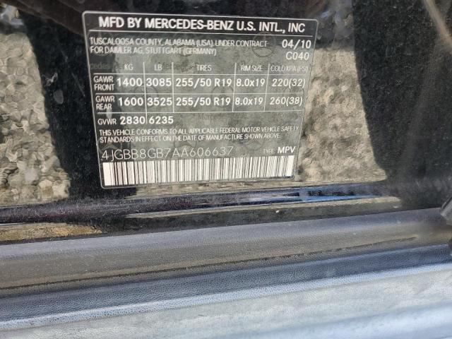 4JGBB8GB7AA606637 - 2010 MERCEDES-BENZ ML 350 4MATIC BLACK photo 13