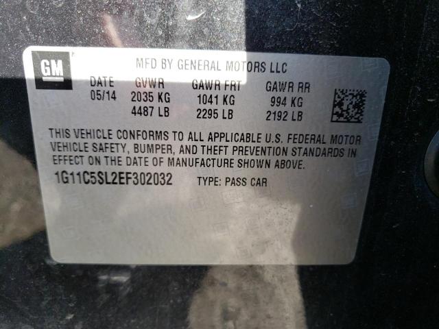 1G11C5SL2EF302032 - 2014 CHEVROLET MALIBU 1LT შავი ფოტო 12