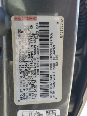 JTDBE32K730140044 - 2003 TOYOTA CAMRY LE GRAY photo 12