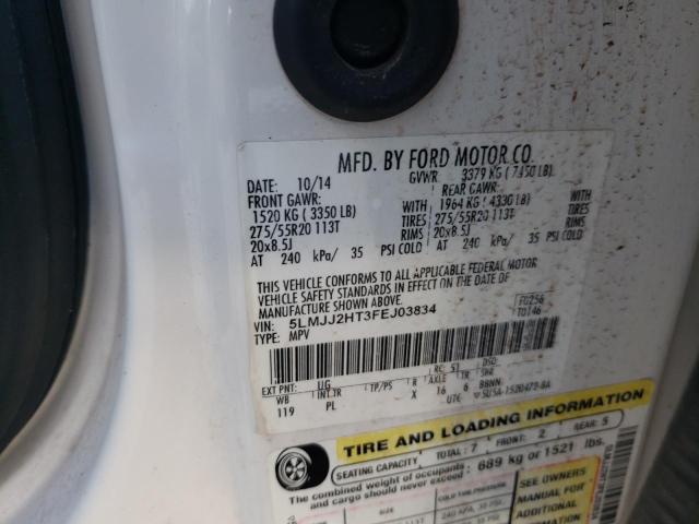 5LMJJ2HT3FEJ03834 - 2015 LINCOLN NAVIGATOR თეთრი ფოტო 13