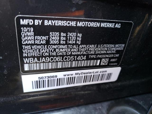 WBAJA9C06LCD51404 - 2020 BMW 530E GRAY photo 12