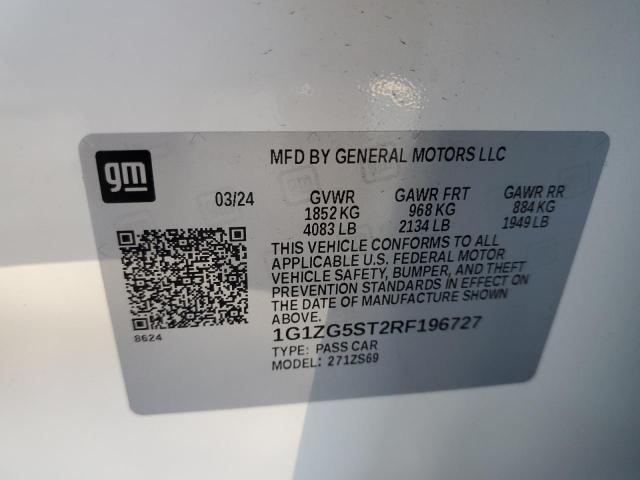 1G1ZG5ST2RF196727 - 2024 CHEVROLET MALIBU RS WHITE photo 12