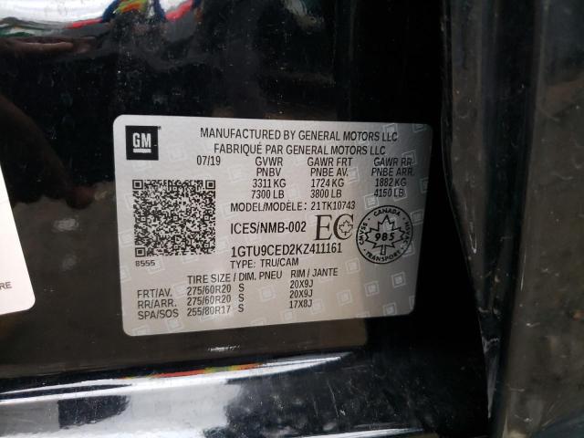 1GTU9CED2KZ411161 - 2019 GMC SIERRA K1500 ELEVATION BLACK photo 12