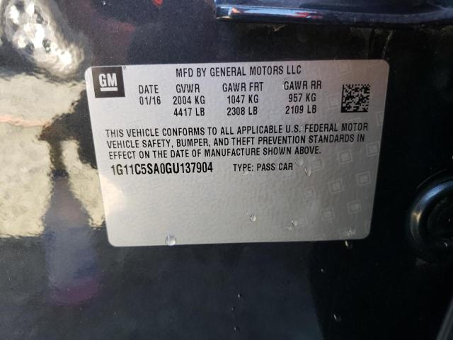 1G11C5SA0GU137904 - 2016 CHEVROLET MALIBU LIM LT Қара фото 12