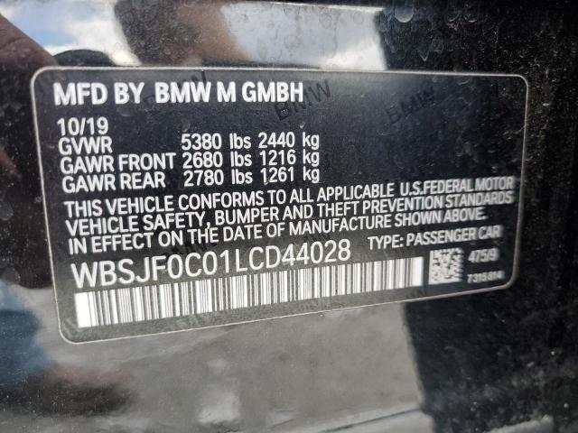 WBSJF0C01LCD44028 - 2020 BMW M5 BASE BLACK photo 12