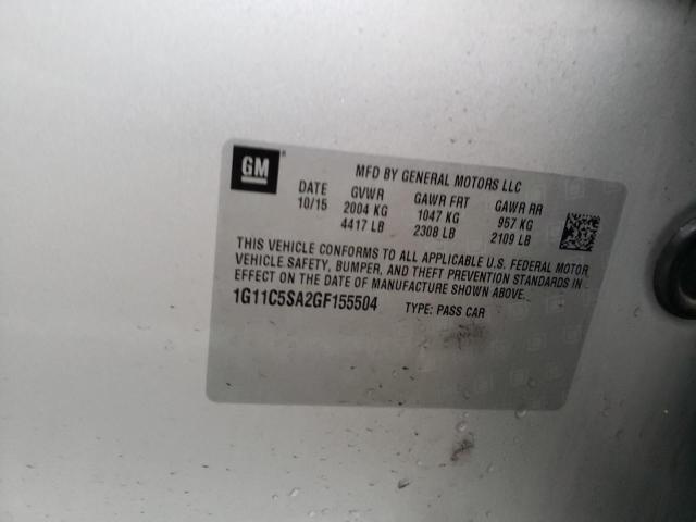 1G11C5SA2GF155504 - 2016 CHEVROLET MALIBU LIM LT 银色 照片 12