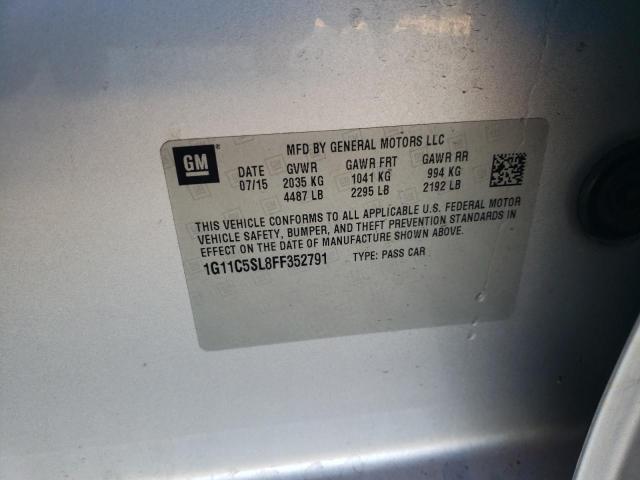 1G11C5SL8FF352791 - 2015 CHEVROLET MALIBU 1LT SILVER photo 12