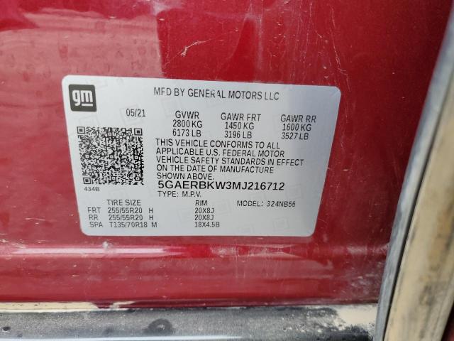 5GAERBKW3MJ216712 - 2021 BUICK ENCLAVE ESSENCE Qırmızı foto 13