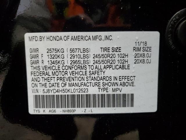 5J8YD4H50KL012523 - 2019 ACURA MDX TECHNOLOGY BLACK photo 13