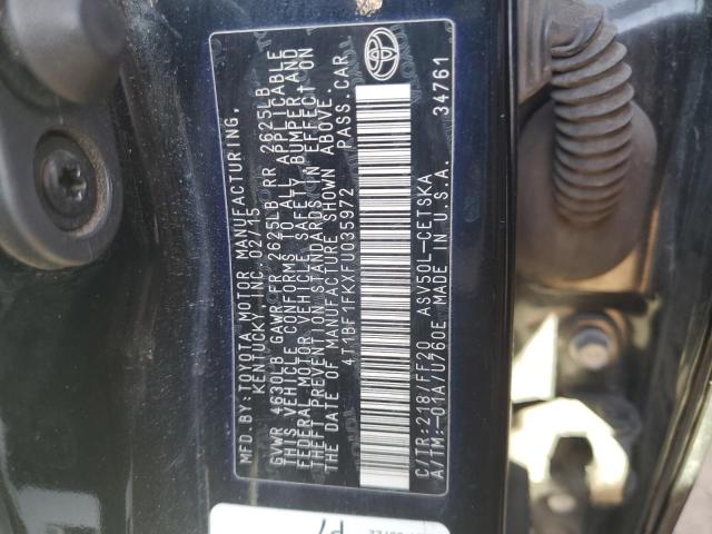 4T1BF1FKXFU035972 - 2015 TOYOTA CAMRY LE BLACK photo 12