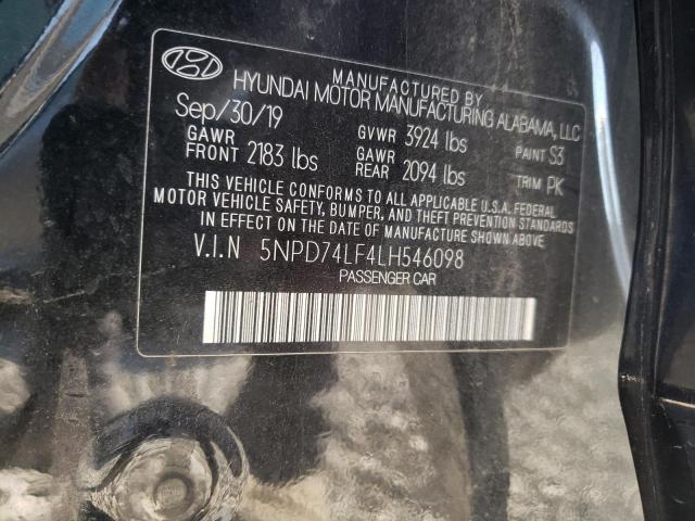 5NPD74LF4LH546098 - 2020 HYUNDAI ELANTRA SE BLACK photo 12