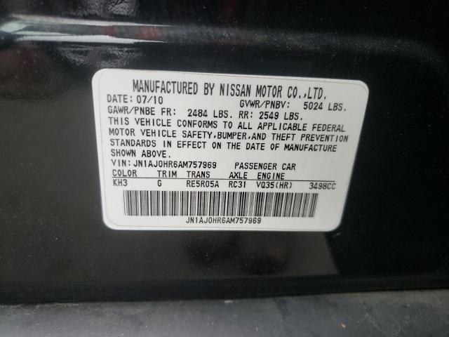 JN1AJ0HR6AM757969 - 2010 INFINITI EX35 BASE BLACK photo 13