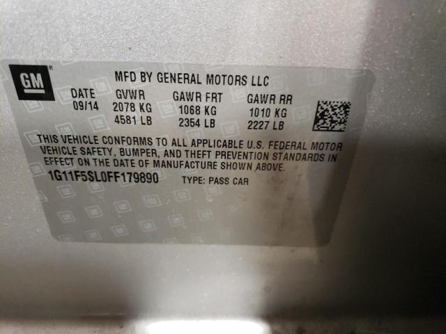 1G11F5SL0FF179890 - 2015 CHEVROLET MALIBU LTZ ვერცხლისფერი ფოტო 12