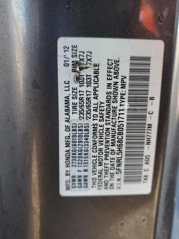 5FNRL5H68CB051711 - 2012 HONDA ODYSSEY EXL GRAY photo 14