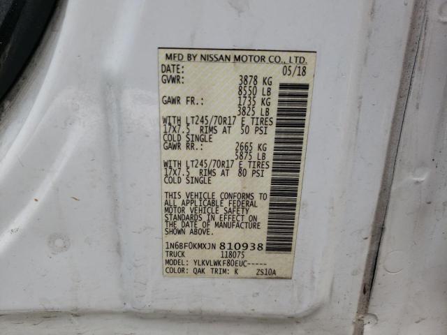 1N6BF0KMXJN810938 - 2018 NISSAN NV 1500 S WHITE photo 13