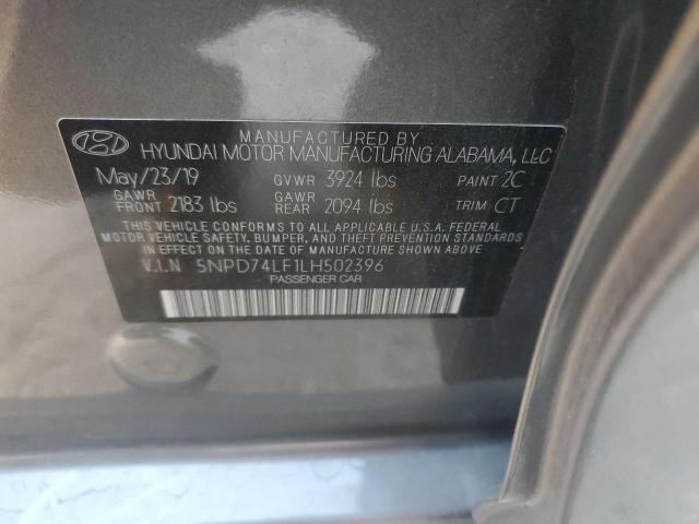 5NPD74LF1LH502396 - 2020 HYUNDAI ELANTRA SE GRAY photo 12