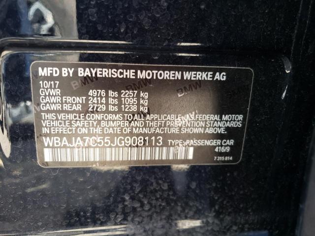 WBAJA7C55JG908113 - 2018 BMW 530 XI Чорний фото 12