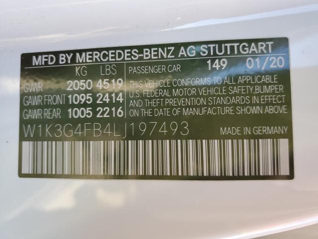 W1K3G4FB4LJ197493 - 2020 MERCEDES-BENZ A 220 4MATIC WHITE photo 12