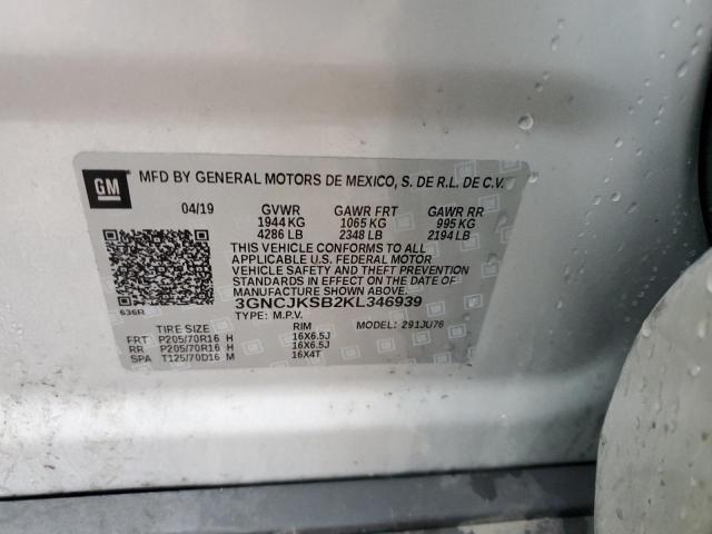 3GNCJKSB2KL346939 - 2019 CHEVROLET TRAX LS SILVER photo 13