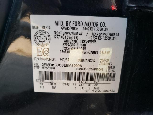 2FMDK3JC8EBA30998 - 2014 FORD EDGE SEL BLACK photo 13