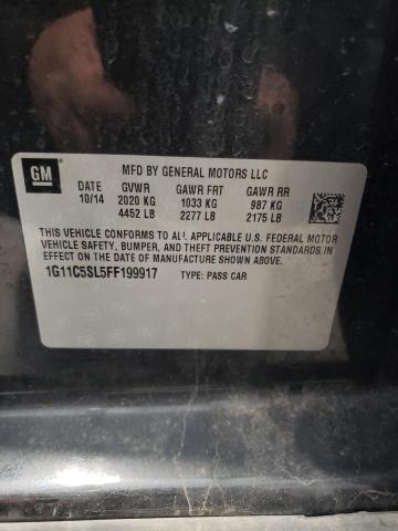 1G11C5SL5FF199917 - 2015 CHEVROLET MALIBU 1LT GRAY photo 12