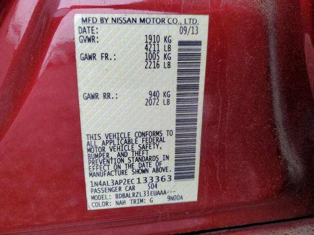 1N4AL3AP2EC133363 - 2014 NISSAN ALTIMA 2.5 RED photo 13