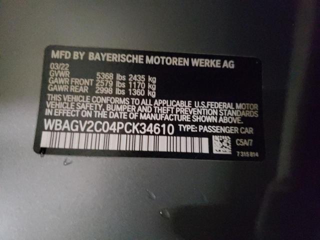 WBAGV2C04PCK34610 - 2023 BMW 840I Gris foto 12