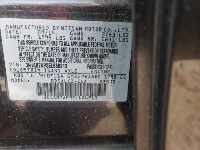 3N1AB7AP3EL686213 - 2014 NISSAN SENTRA S GRAY photo 12