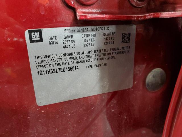 1G11H5SL7EU156014 - 2014 CHEVROLET MALIBU LTZ 红色 照片 12