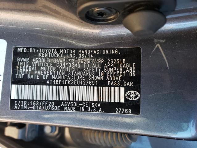 4T1BF1FK3EU427691 - 2014 TOYOTA CAMRY L GRAY photo 12