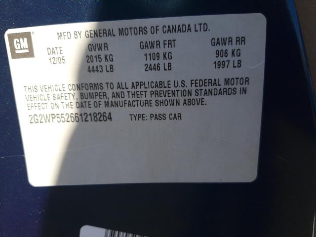 2G2WP552661218264 - 2006 PONTIAC GRAND PRIX 蓝色 照片 12