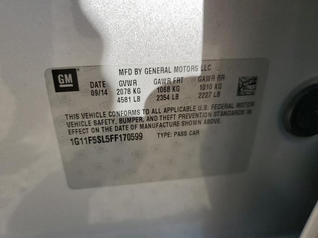 1G11F5SL5FF170599 - 2015 CHEVROLET MALIBU LTZ ვერცხლისფერი ფოტო 12