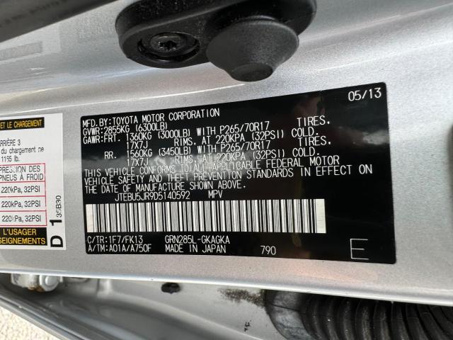 JTEBU5JR9D5140592 - 2013 TOYOTA 4RUNNER SR5 SILVER photo 10