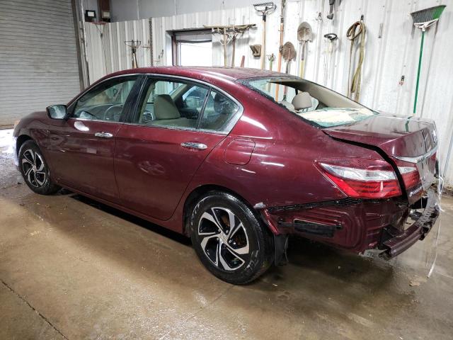 1HGCR2F35GA025661 - 2016 HONDA ACCORD LX MAROON photo 2