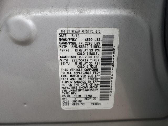 JN8AT2MT3JW485832 - 2018 NISSAN ROGUE S SILVER photo 13