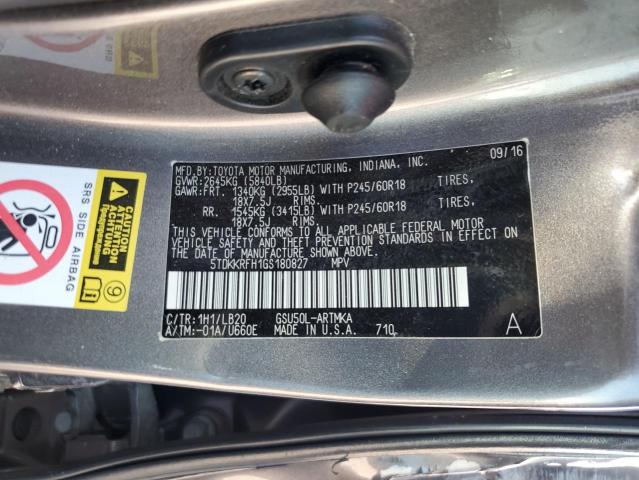 5TDKKRFH1GS180827 - 2016 TOYOTA HIGHLANDER XLE Boz foto 13