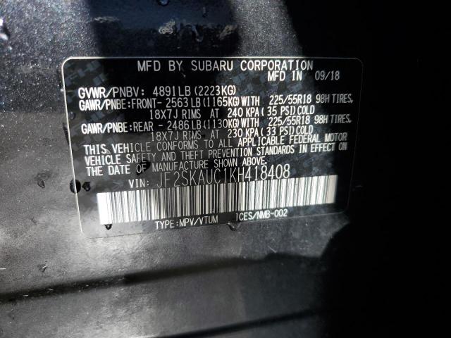 JF2SKAUC1KH418408 - 2019 SUBARU FORESTER LIMITED CHARCOAL photo 13