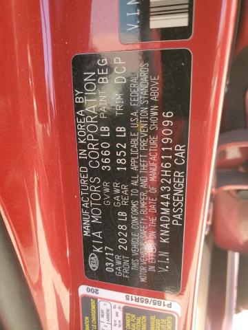 KNADM4A32H6119096 - 2017 KIA RIO LX RED photo 12