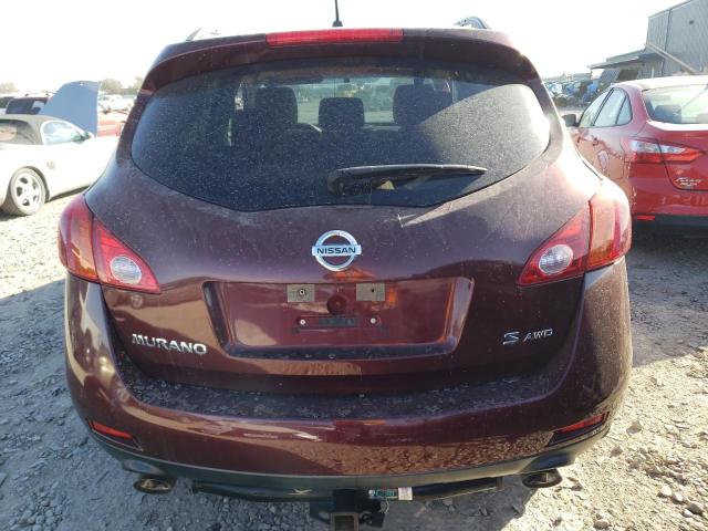 JN8AZ18W09W106567 - 2009 NISSAN MURANO S BURGUNDY photo 6