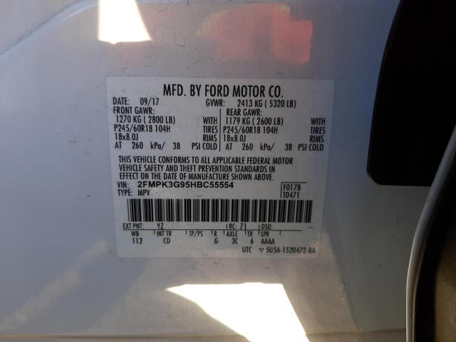 2FMPK3G95HBC55554 - 2017 FORD EDGE SE WHITE photo 13