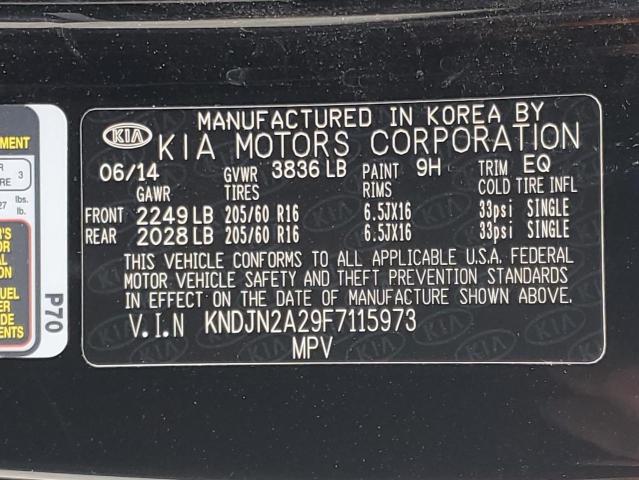 KNDJN2A29F7115973 - 2015 KIA SOUL BLACK photo 12