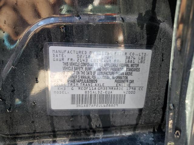 3N1AB7AP2JL628829 - 2018 NISSAN SENTRA S BLACK photo 12