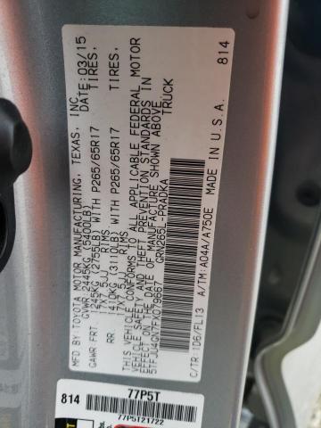 5TFJU4GN7FX079667 - 2015 TOYOTA TACOMA DOUBLE CAB PRERUNNER GRAY photo 13