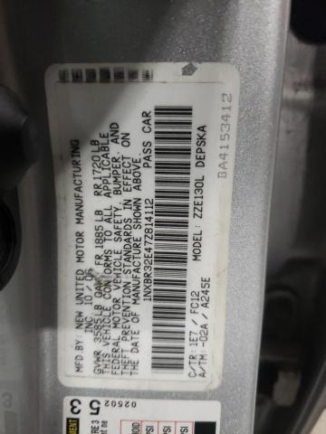 1NXBR32E47Z814112 - 2007 TOYOTA COROLLA CE SILVER photo 12