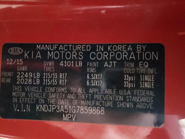 KNDJP3A51G7859868 - 2016 KIA SOUL + RED photo 14