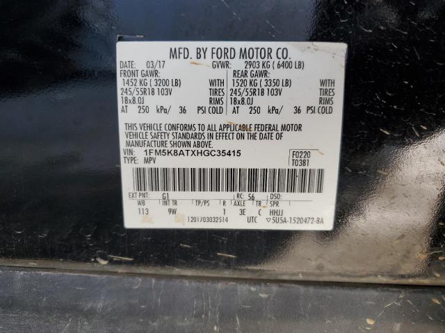 1FM5K8ATXHGC35415 - 2017 FORD EXPLORER POLICE INTERCEPTOR 黑色 照片 13