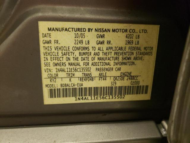 1N4AL11E56C135502 - 2006 NISSAN ALTIMA S TAN photo 12