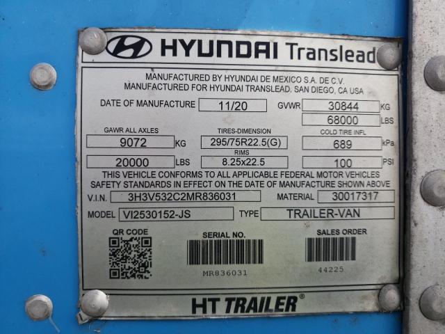 3H3V532C2MR836031 - 2021 HYUNDAI TRANSLEAD BLUE photo 10