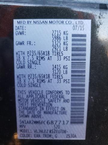 5N1AR2MM6FC687717 - 2015 NISSAN PATHFINDER S 绿色 照片 14