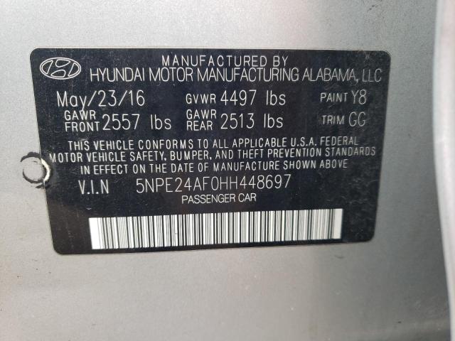 5NPE24AF0HH448697 - 2017 HYUNDAI SONATA SE SILVER photo 12